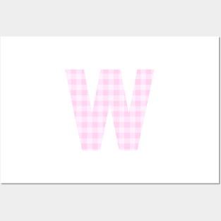 Copy of Pink Letter W in Plaid Pattern Background. Posters and Art